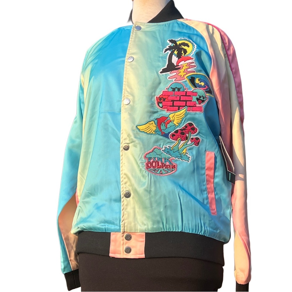 Pink Dolphin Embroidered Pastel BOMBER JACKET